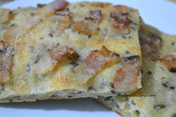 pizza con grana e guanciale 