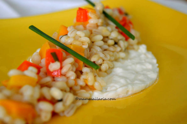 orzo perlato con peperoni e stracchino