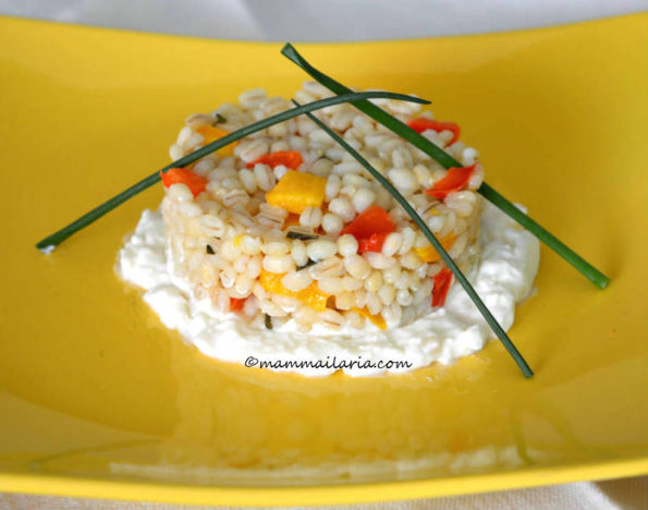 orzo perlato con peperoni e stracchino