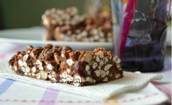 barrette al cioccolato e riso soffiato