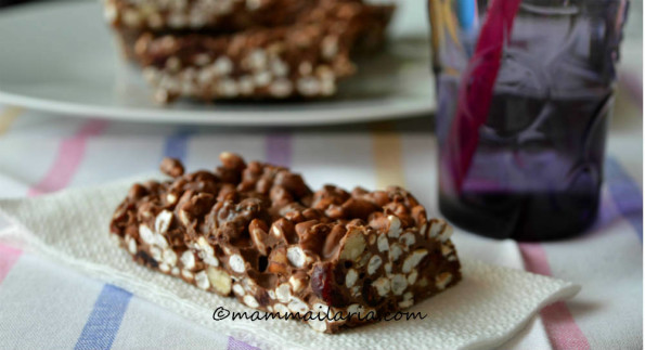 barrette al cioccolato e riso soffiato