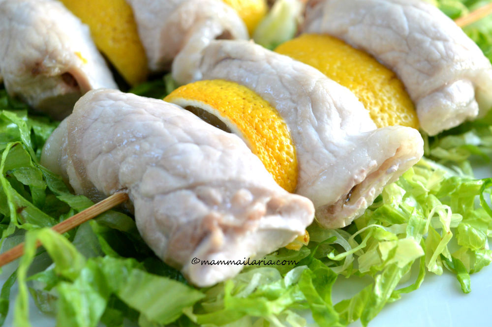 involtini al limone farciti con pesto di mandorle e pistacchi