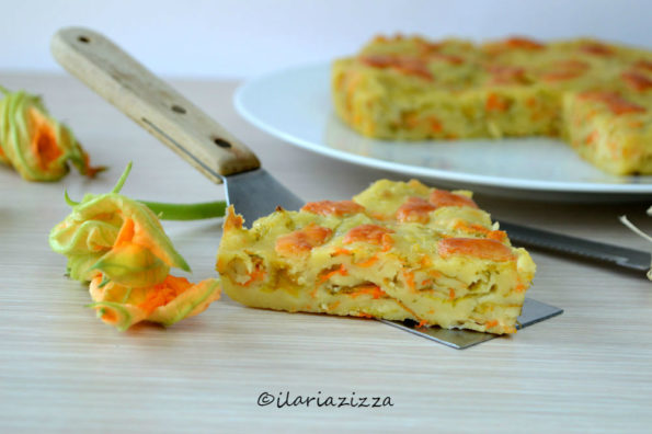 torta salata con i fiori di zucca