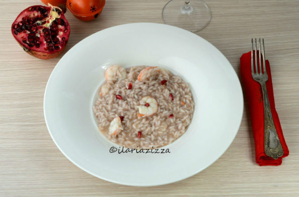 Risotto con gamberi e melagrana